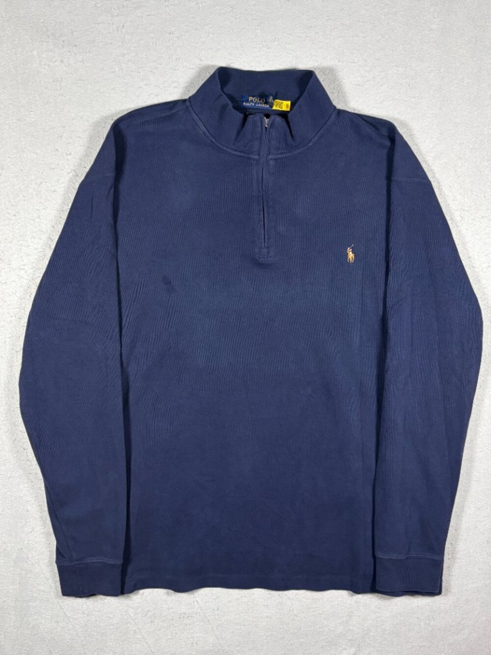 Polo Ralph Lauren Sweater Mens 2XLT XXL Estate Rib Navy Blue 1/4 Zip Pull Over